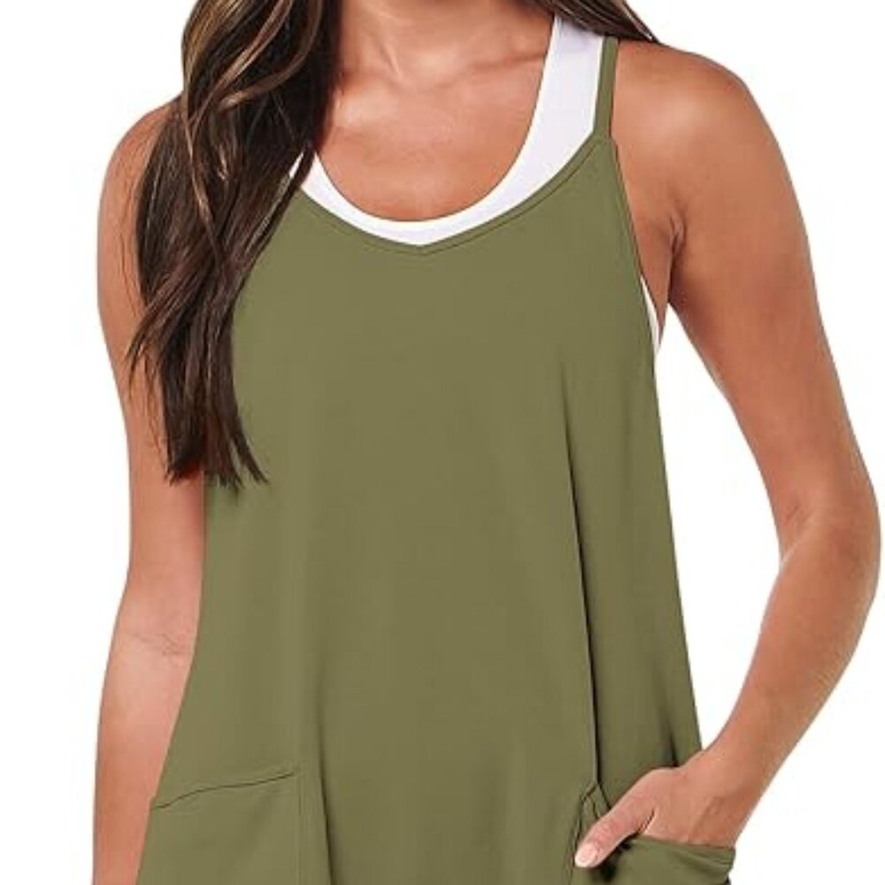 ANRABESS Womens Shorts Romper Onesie, medium, army green